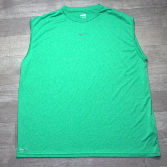 Nike Sleeveless Shirt Mens XL Center Swoosh Green Dri-Fit Gym Workout Training - Picture 1 of 4